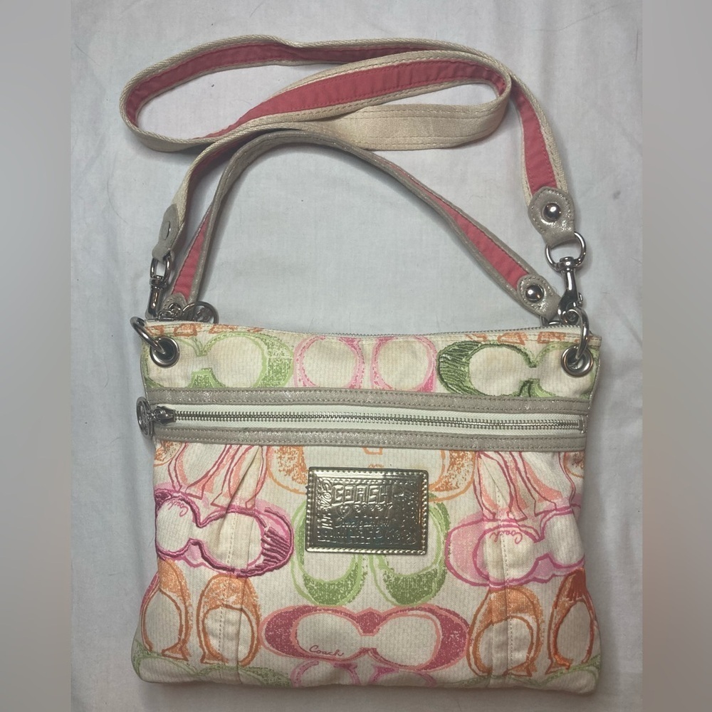 Vintage Y2K Coach Poppy Canvas Bag Colorful Signature C’s Silver Hardware